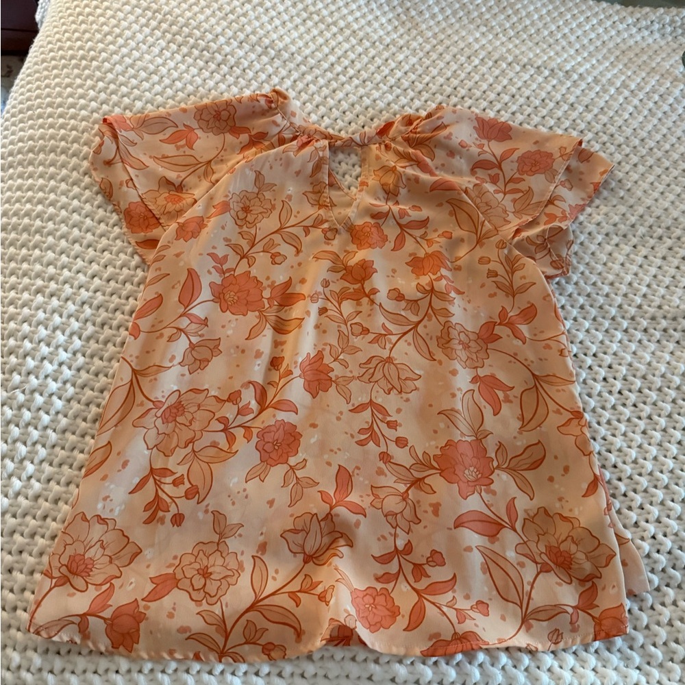 Pleione Peach Floral Top
